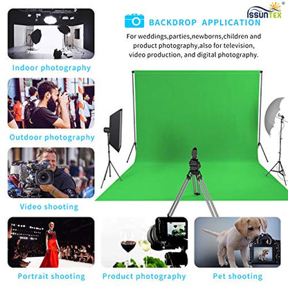 ISSUNTEX 6X9 ft Background Muslin Backdrop, Photo Studio, Collapsible High Density Screen for Video Photography and Television-Green - color: Green, size: 6X9 ft
