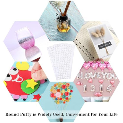 JANYUN 225 Pieces Double Sided Sticky Dot Stickers Removable Round Putty Clear Sticky Tack No Trace Super Sticky Putty Waterproof Small Stickers for Wall Wood Ceramic Metal Plastic (10mm) - size: 0.39" Round