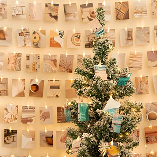 LUSHARBOR Photo Clips String Light,33FT Fairy Lights with 51 Clips, Battery Operated String Lights with Clips for Pictures, Room Decorations for Dorm Wall Bedroom Wedding Christmas Tree (Clear Clips) - color: Clear Clips, size: 33FT