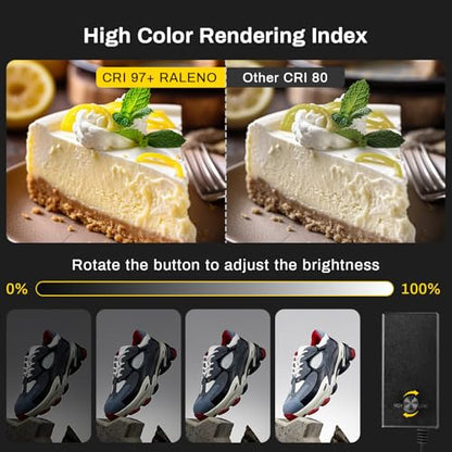RALENO 16"x12" Photo Light Box Photography, 24W Foldable Photo Studio Light Box, Dimmable Shooting Tent Kit with CRI>95 & 6 Backdrops for Toys Jewelry Watches Cosmetics - size: 16*12 inch