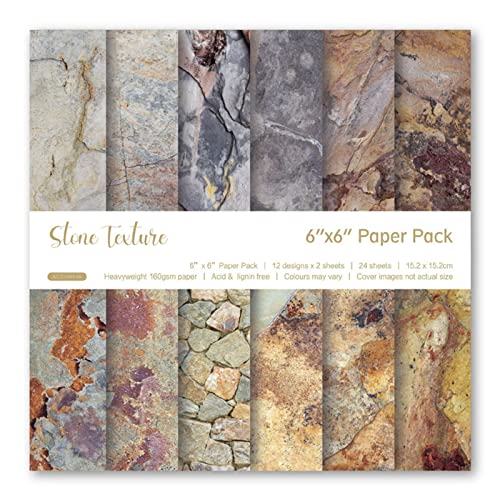 Scrapbooking Paper 24x Stone Texture Patterned Paper Pad Card Stock Decor 6'' Background Paper for Holiday Photo Album 6 Background Paper Handmade Stone Texture Scrapbooking Paper Pad Gift