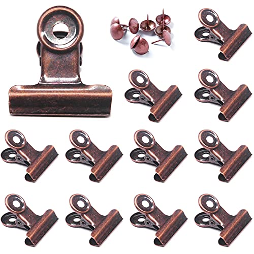 Bulldog Clips with Hole for Push-pin, Paper File Clips with Strong Spring, Small Metal Binder Clips, Seal Clamps for Coffee Tea Food Bags, Decorative Clips for DIY Photo Grid (Copper, 38 mm) - color: Copper, size: 1.5 inch