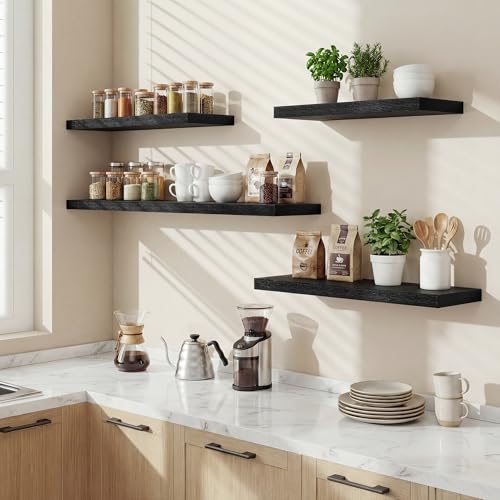 Acovy Floating Shelves for Wall,40 Inch Long Floating Shelves Set of 2,9.3" Deep Floating Shelf for Home Decor,Wall Mounted Bookshelf Large Display Storage Shelf for Bedroom Office Bathroom,Black - color: Black, size: 40 Inch,set of 2