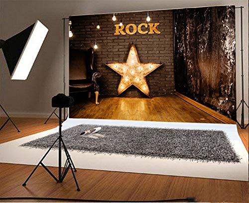AOFOTO 12x10ft Rock Music Bar Backdrop Grunge Vintage Saloon Interior Decoration Photography Background Rock Star Band Punk Pop Fashion Music Night Show Karaoke Party Decorations Photo Booth Props - size: 12x10ft