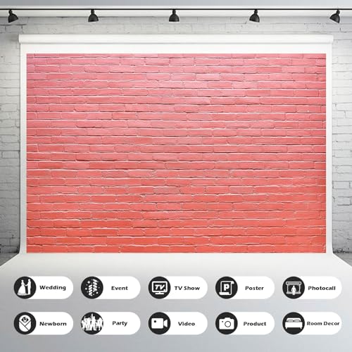 Vintage Red Brick Wall Backdrop Brick Photography Background Brick Wall Photo Backdrop Baby Birthday Party Graduation Home Red Brick Wallpaper Background Portrait Video Shoot Studio Vinyl 5x3ft - color: Pink_Red, size: 5x3ft