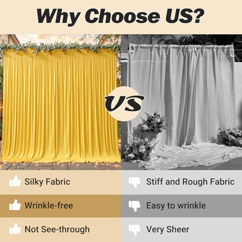 8ftx10ft Wrinkle Free Yellow Backdrop Curtain - 10 Feet Photography Backdrop Drapes, Silky Polyester Back Drop Cloth for Wedding Baby Shower Balloon Arch Background - color: Yellow, size: 8FTx10FT (W4'xH10', 2 Panels)