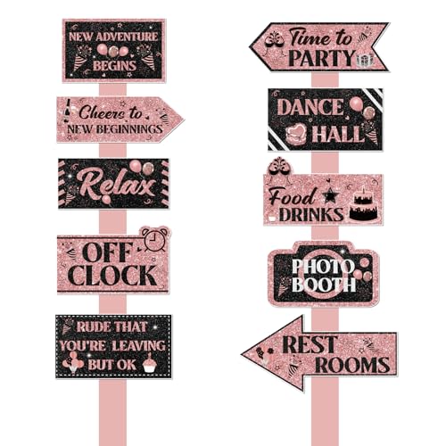 20PCS Farewell Party Decorations Signs Rose Gold Going Away Party We Will Miss You Decors Rude that You're Leaving but Ok Yard Directional Sign for Leaving Job Retirement Party Supplies Photo Booth - style: Farewell