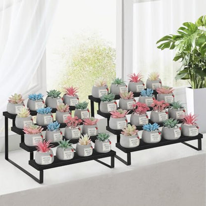 YINMIT Wooden Display Riser Stand, Tiered Perfume and Cologne Organizer Stand, 4 Tier Spice Rack Organizer, Rustic Display Shelf for Candles (4 Tier,2Pack,Black) - color: 4 Tier,2Pack,Black