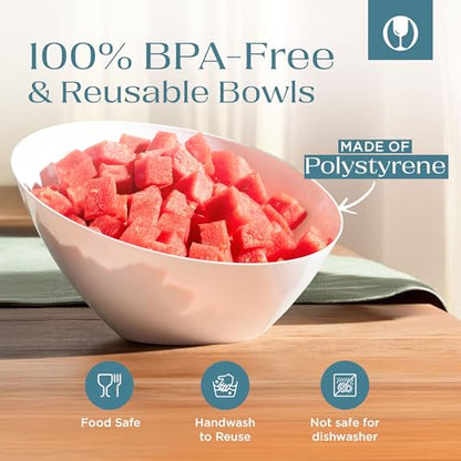 Posh Setting - White Plastic Serving Bowls for Party - Angled, Disposable, Chip & Candy Bowls - 54 OZ, 5 Pack - color: White, size: Large 54 OZ