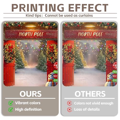10x8ft Fabric Christmas Backdrop Winter Forest Wooden Barn Door North Pole Snowy Xmas Tree Photography Background Family Holiday Party Decor Photo Props - size: 10'x8'