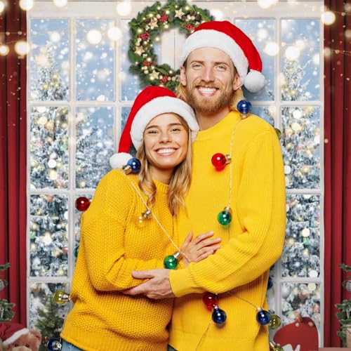 Allenjoy 82" x 59" Christmas Window Backdrop for Photography Winter Merry Xmas Tree Background Snow Holiday Photobooth Portrait Party Banner Festival Photo Studio Props Supplies - size: 82x59 in