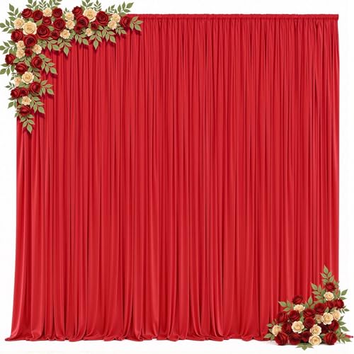 10x8ft Red Backdrop Curtains for Parties Wrinkle Free Fabric Backdrop Curtain Birthday Party Photo Backdrop Drapes for Wedding Baby Shower Bridal Shower Photography Back Drop 2 Panels 5x8FT - color: Red, size: 10 ft X 8 ft(2 Panels 5ft X 8ft)