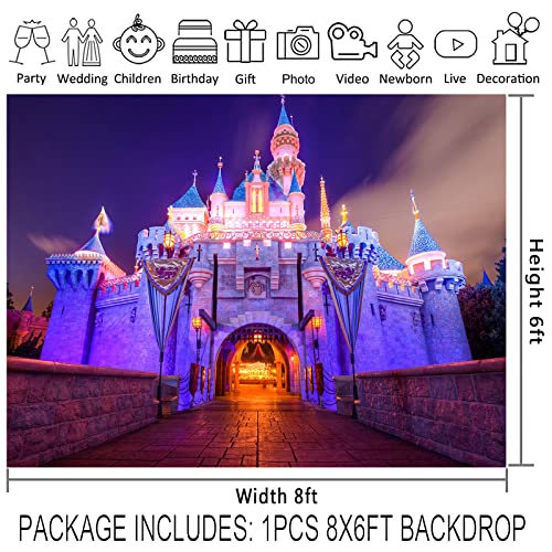 8x6Ft Fantasy Castle Night Scene Backdrop for Children Birthday Party Photo Video Studio Props LSME1598 - size: 8x6Ft