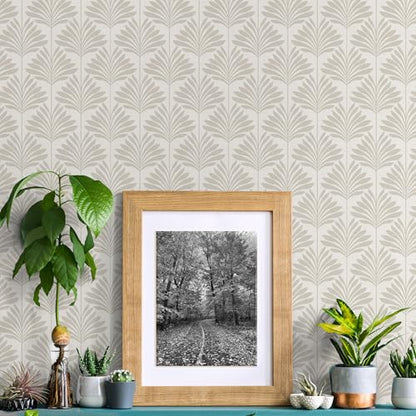 Main Street Peel and Stick Wallpaper Eco-Friendly Sheets 12 Pack, 11 X 16 Inch Neutral Palm Design, Wall Mural for Home Decor, Removable Wall Decor Wallpaper Peel and Stick for DIY Projects - style: Neutral Palm