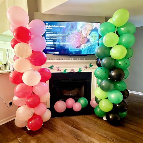 Jobkoo Pink and Green Balloons 12 Inch Dark Green Light Pale Pink Printed Birthday Latex Balloons for Girls Wizard Decor Baby Shower Bachelorette Party Decorations Supplies - color: Pink Green Cow Print