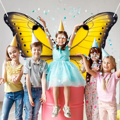 CHEPULA Butterfly Wings Backdrop Decoration Halloween Large Monarch Butterfly Photograph Background, 70.8in * 62.9in, Yellow - color: Yellow