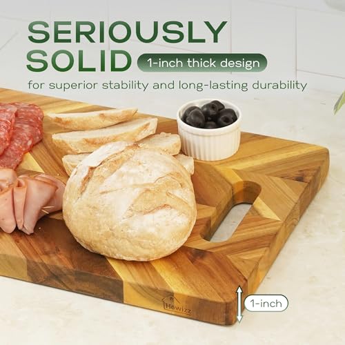 Howizz Acacia Wood Large Cutting Board, Herringbone Charcuterie Board with Handles - 36"x12"x1" - color: 5-Herringbone, size: 36"L x 12"W