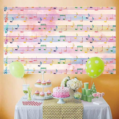 5x3FT Pink Theme Music Notes Backdrop Colourful Music Notation Photography Background for Newborn Girl Baby Shower 1st Birthday Senior Pictures Party Decorations Photo Booth Props Supplies - size: 5x3ft