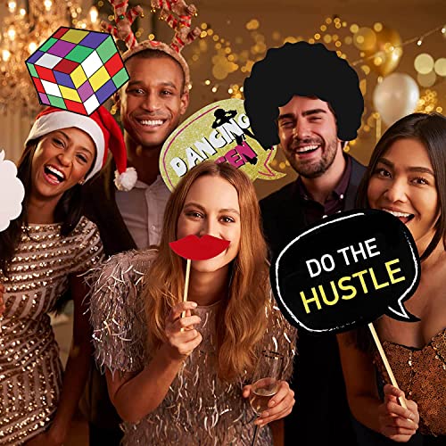 20Pcs Disco Party Photo Booth Props Disco 1970s Disco Throwback Party Photo Booth Props for Retro Disco Fever Dance 70's Boogie Theme 1970s Birthday Hippie Party Supplies