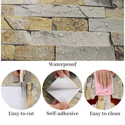 VaryPaper Slate Brick Wallpaper Peel and Stick Stone Wallpaper 15.7''x315'' Self Adhesive Removable Brick Wall Paper Roll Waterproof Brick Contact Paper for Walls Kitchen Bedroom Fireplace Chimney - color: Slate Brick, size: 15.7" x 315"