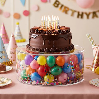Jucoan Set of 2 Clear Acrylic Fillable Cake Stand, Cake Tier Display Stand Cupcake Stand, 12 Inch & 8 Inch Round Cylinder Display Riser for Wedding Birthday Baby Shower Easter Party Centerpieces