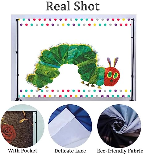 Caterpillar Theme Party Backdrop 7x5FT Rainbow Color Insect Cartoon Kids Boy Girl Cake Table Banner Background Photo Booth Studio Props MBMYLU147 - size: cotton polyester-7x5ft
