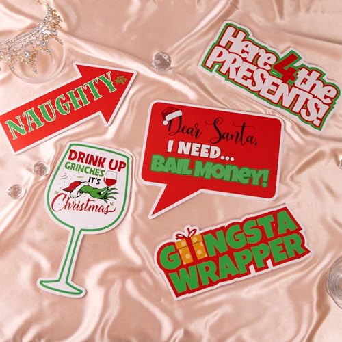 (Christmas) Elevate Your Photo Booth Experience with Our Durable & Waterproof Pack of Signs-Perfect for Weddings, Birthdays, and Photo Booth Businesses - PVC Foamboard Photo Props - color: Christmas