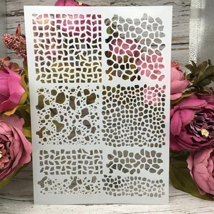 TIAMECH A4 Reusable Camouflage Stencil for Painting - Graffiti Grid Mesh Net Layering Template, DIY Wall Art, Wood Furniture, Scrapbook & Crafts (8.3x11.7inch) - style: Camouflage