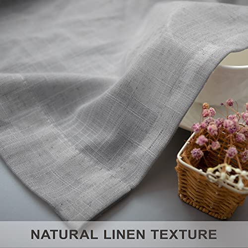 Linen Valance for Windows Kitchen Living Room Valance Rod Pocket Modern Farmhouse Country Rustic Bathroom Small Window Treatment Semi Sheer Curtain Valance for Bedroom Office Laundry Light Grey Gray - color: Grey