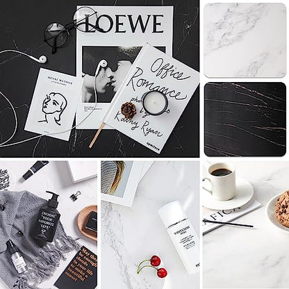 5PCS Double Sided 10 Patterns Photography Backdrop Boards, 16x16 Inch Waterproof Background Surface with 4 Brackets, Cement Marble Wood Brick Texture Backdrop for Food Jewelry Shooting - color: Marble/Wooden/Brick/Cement/Blue