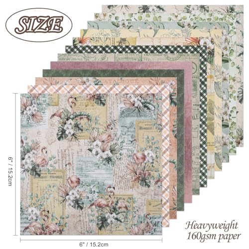 12 Sheets Scrapbook Paper Pads, 12 Designs 6"x6" Single Sides Patterned CardStock Papers, 160gsm Decorative Background Craft Paper, Scrapbooking Pad for Card Making DIY Projects(Grids & Floral) - color: Grids & Floral