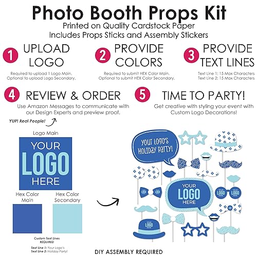 Big Dot of Happiness Custom Logo Photo Booth Props Kit - Personalized Branded Business Party Decorations - 20 Count