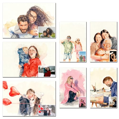 Watercolor Custom Photo Poster on Canvas - Turn Picture into Painting Artwork - Personalized Gift for Him Her Mom Dad - Anniversary Wedding Christmas Wall Decor Frame 12" L x 18" W - color: Frame, size: 18"L x 12"W