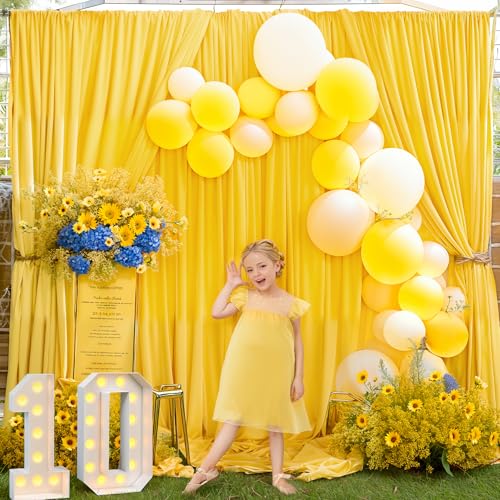 8x10FT Yellow Backdrop Curtains for Wedding Parties, Wrinkle Free Polyester Photography Backdrop Drapes for Wedding Baby Shower Birthday Parties Stage Background Stand Decorations 4x10ft,2 Panels - color: Yellow, size: W4' x H10'(2 Panels)