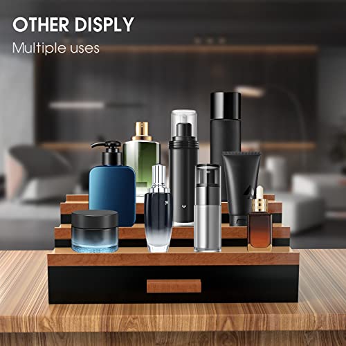 Sephyroth Cologne Organizer for Men 3 Tier of Cologne Display with Drawer Storage Perfume Oragnizer Display,Great Gift for Man(Black Walnut) - color: Black Walnut