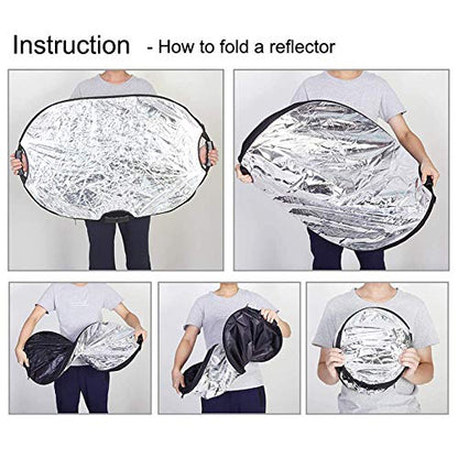 Selens 5-in-1 Oval Reflector with Handle for Photography Photo Studio Lighting & Outdoor Lighting (24 x 36 Inch) - size: 24 x 36 Inch Oval Reflector