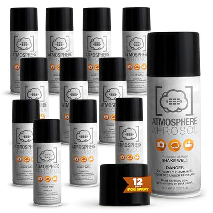 12 Pack Atmosphere Aerosol Haze/Fog Spray for Photography - Safe & Portable Mini Fog Machine Alternative - Smoke and Light Ray Effects Maker for Indoor and Outdoor, No Battery - Made in The USA - size: 12