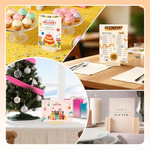 15Pcs 3.9x1.4 Inches Wood Table Number Stands, Wood Place Card Holders, Picture Holder Acrylic Sign Holders for Wedding, Ceremony, Birthday, Party, Home Decoration, Events ﻿ - size: 3.94" 15pcs