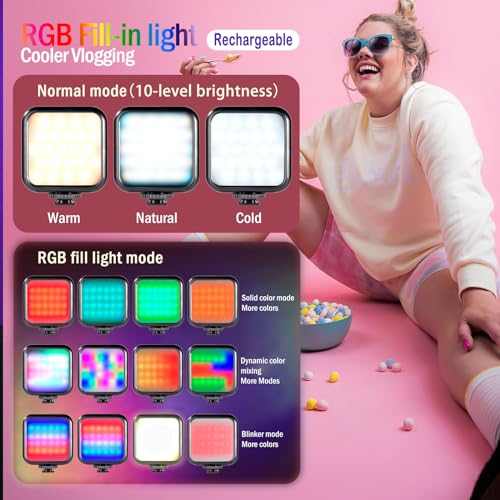 Vlogging Kit for iPhone,YouTube Starter Kit Beginner Content Creator Essentials Kit for Android with Tripod/Wireless Microphone/RGB Fill-in Light/Remote