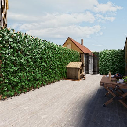 ShadeMart Expandable Privacy Fence Greenery Screen for Balcony Patio Decks Outdoor, Decorative Faux Ivy Fencing Panel Artificial Hedge for Garden Home Wall Backdrop, Single Sided Leaves