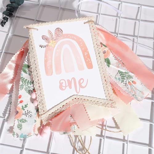 Boho Rainbow 1st Birthday High Chair Banner for Girls - Bohemian Rainbow Theme One Party Decorations Supplies,First Birthday Photo Props