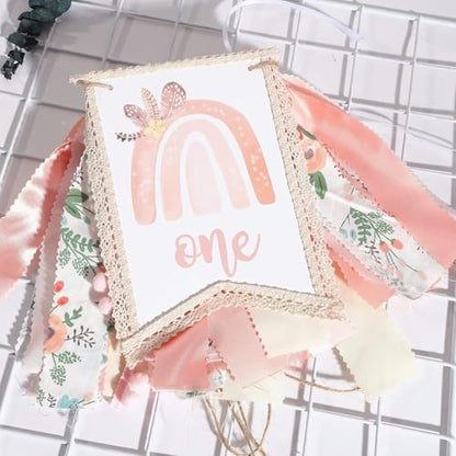 Boho Rainbow 1st Birthday High Chair Banner for Girls - Bohemian Rainbow Theme One Party Decorations Supplies,First Birthday Photo Props