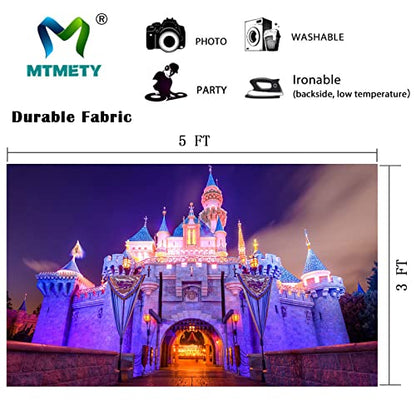 5x3ft Soft Fabric Happy Birthday Backdrop Fantasy Castle Night Scene Background for Birthday Party Supplies Decon Photo Booth Props RBJLSME029 - size: 5x3ft