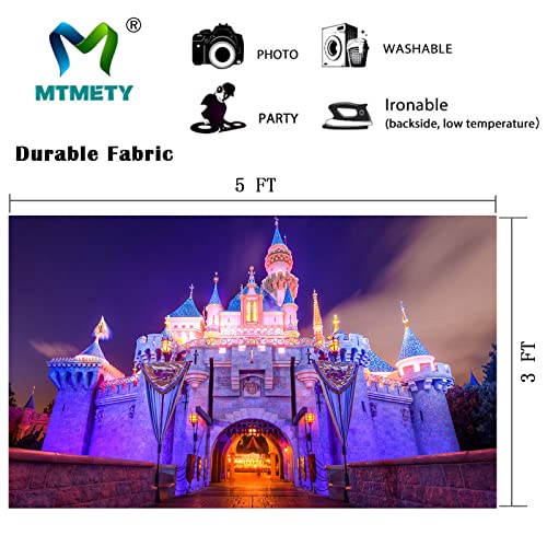 5x3ft Soft Fabric Happy Birthday Backdrop Fantasy Castle Night Scene Background for Birthday Party Supplies Decon Photo Booth Props RBJLSME029 - size: 5x3ft