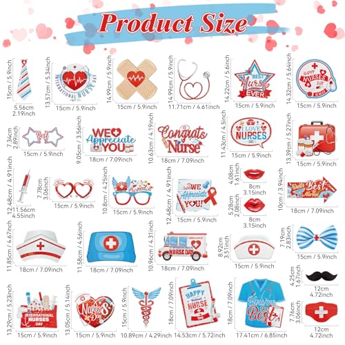 WILDREEDS 30pcs Nurse Photo Booth Props Nurse Graduation Party Decoration Photo Booth Props Nurse Selfie Props - color: Nurse