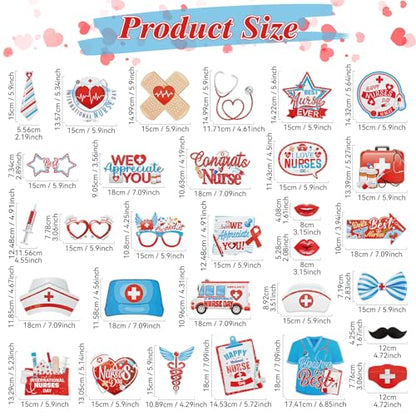 WILDREEDS 30pcs Nurse Photo Booth Props Nurse Graduation Party Decoration Photo Booth Props Nurse Selfie Props - color: Nurse