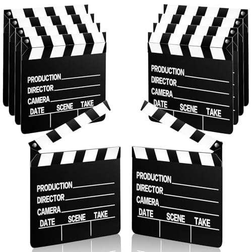 BBTO 10 Pieces Movie Film Clap Board, 7 x 8 Inch Cardboard Movie Clapboard Directors Clapper Writable Cut Action Scene Board for Movies Films Photo Props (Double-Sided Printing,Black and White) - color: Black and White, style: Double-sided Printing