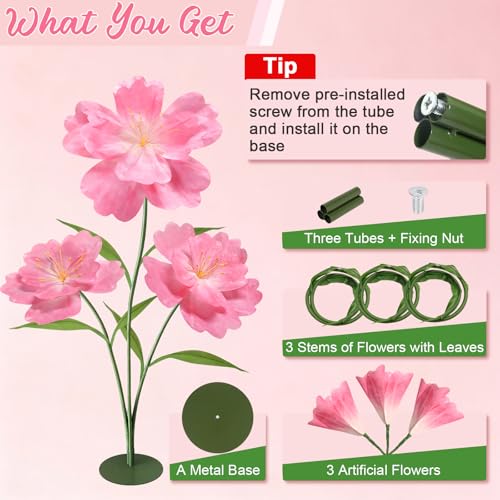 Giant Artificial Paper Flowers for Decoration 5.6 Ft, Waterproof Large Fake Flowers for Wedding Floral Garden Baby Shower Decorations Birthday Party Shop Window Display Photography Props, Pink - color: Pink