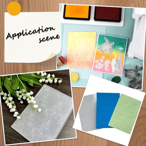 CRASPIRE Shell Embossing Folder Plastic Embossed Folders White 3D Summer Sea Ocean Beach Pattern Background Paper Machine Template Stencils for DIY Craft Card Making Scrapbooking Album Decoration - style: Shell
