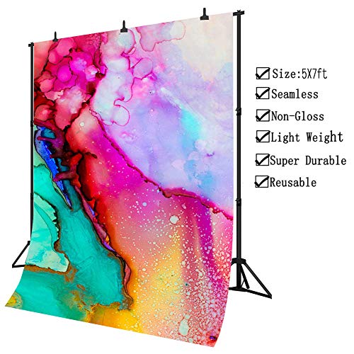 Colorful Watercolor Painting Backdrops Art Paint Photography Backgrounds Vinyl 5x7ft 80's 90's Theme Birthday Party Backdrop Photo Studio Props PHMOJEN WQPH401 - size: 5x7ft